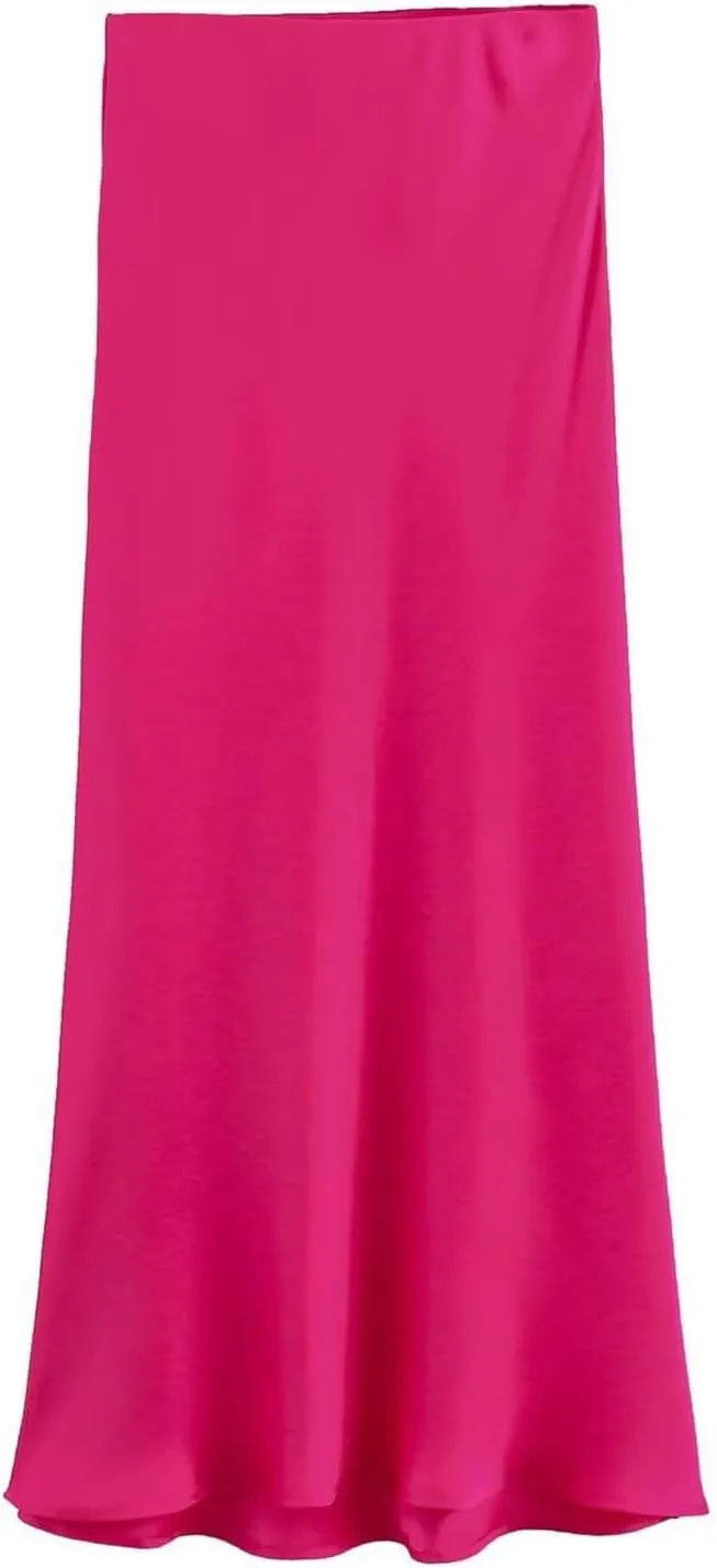 Spring Summer Skirts Satin Skirt High Waisted Maxi Wedding A Line Long Skirts Denim Skirts for Women Midi Length