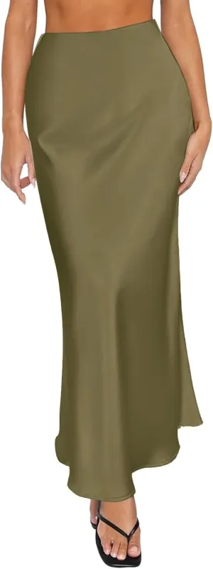Spring Summer Skirts Satin Skirt High Waisted Maxi Wedding A Line Long Skirts Denim Skirts for Women Midi Length