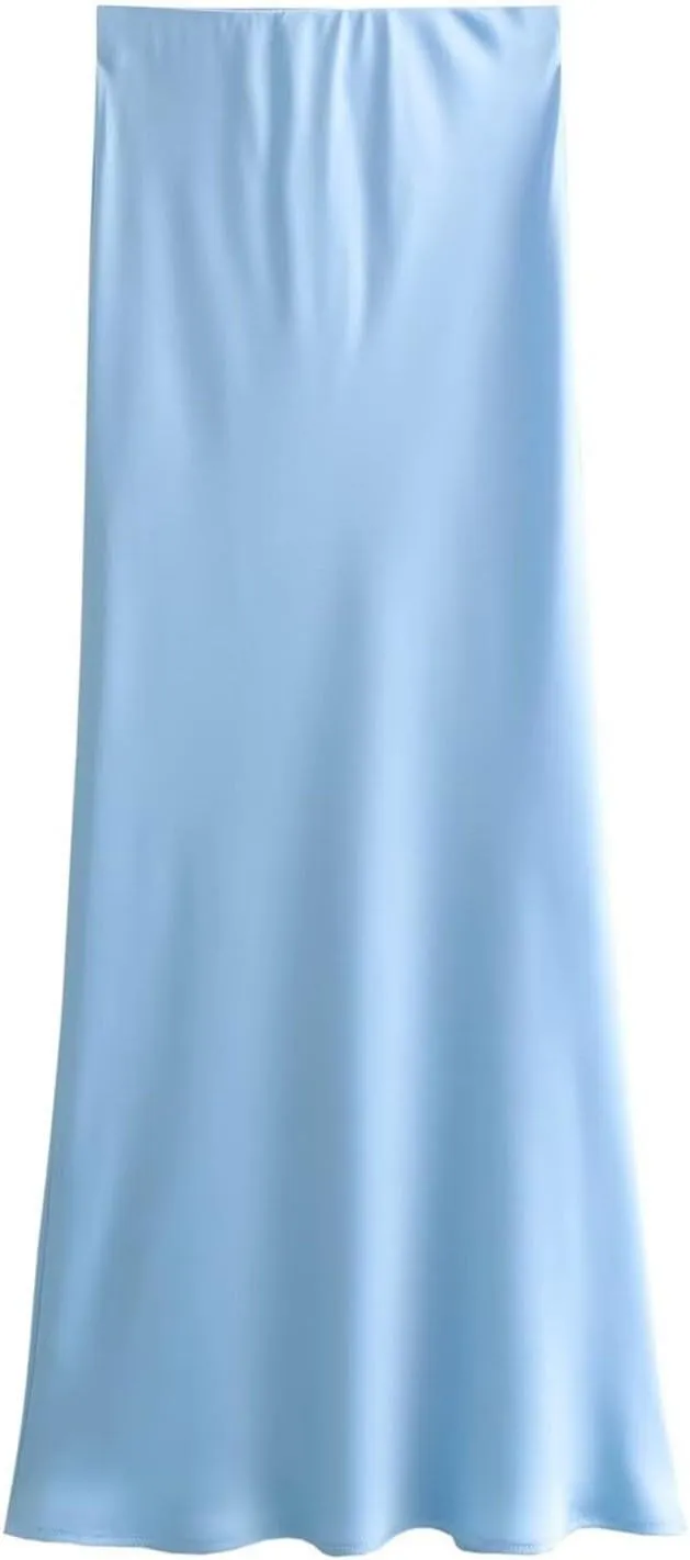 Spring Summer Skirts Satin Skirt High Waisted Maxi Wedding A Line Long Skirts Denim Skirts for Women Midi Length