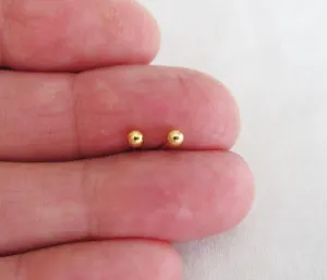 Stainless steel 3mm gold plated Ball Bead stud earrings. Jewelry Earrings for Women #3298FE521