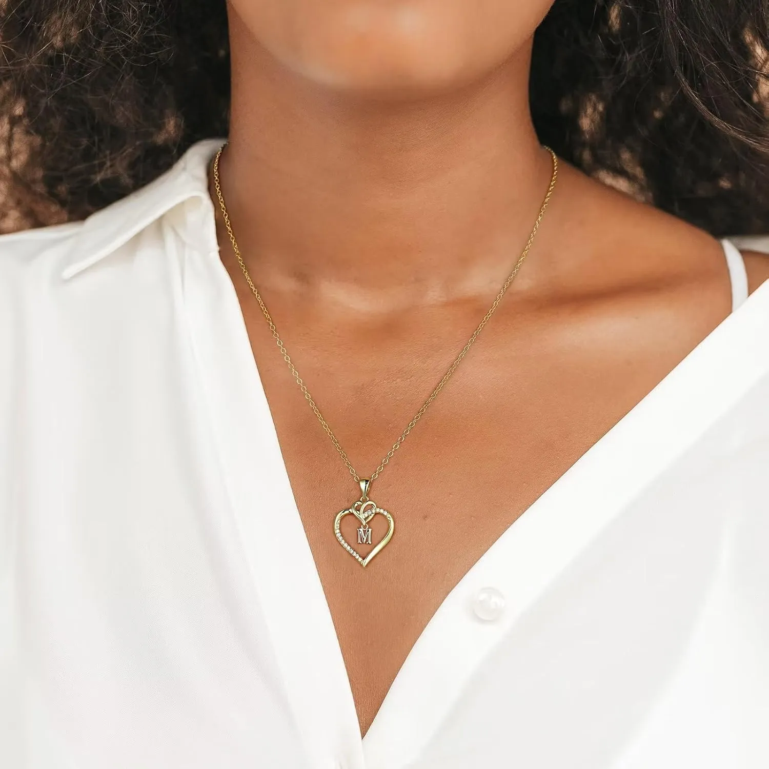 STORUP Graduation Gifts for Her - Heart Initial Necklaces for Women Girls, 14K Gold Plated Cubic Zirconia Heart Initial A-Z Pendant Necklace Dainty Heart Necklaces for Women Jewelry Birthday Gifts