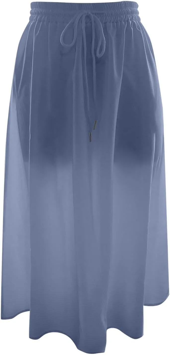 Summer Beach Boho Floral Maxi Skirt Women Elastic High Waist Tiered Pleated Flowy Long Casual Skirt