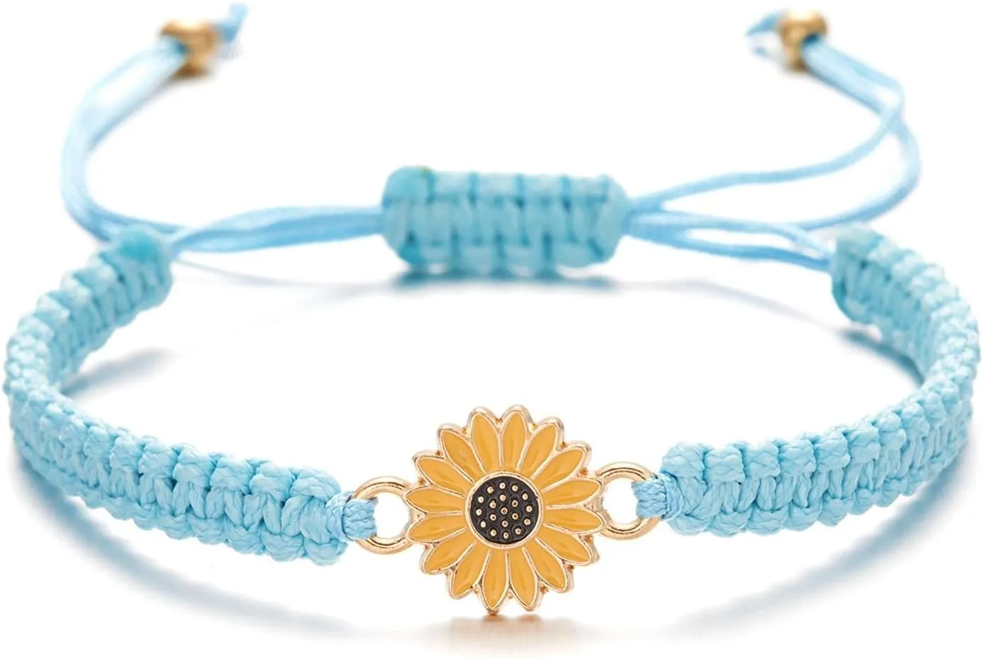 Sunflower Bracelets Adjustable Boho Sunflower Daisy Charm Bracelets Handmade Braided Rope Friendship Matching Bracelets Promise Bracelets for Couples Women Friends Summer Jewelry