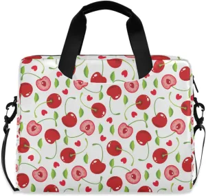 susiyo Cherry Fruits and Hearts Laptop Bag 15.6 Inch Laptop Bag with Shoulder Strap Briefcase for Work College Back to School