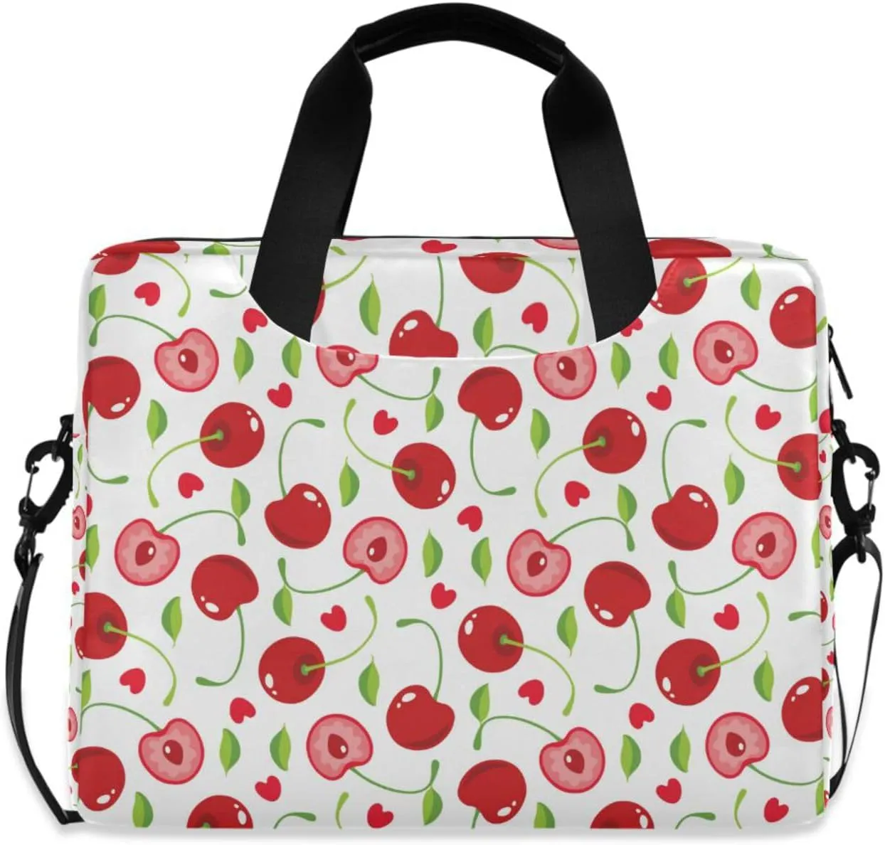 susiyo Cherry Fruits and Hearts Laptop Bag 15.6 Inch Laptop Bag with Shoulder Strap Briefcase for Work College Back to School