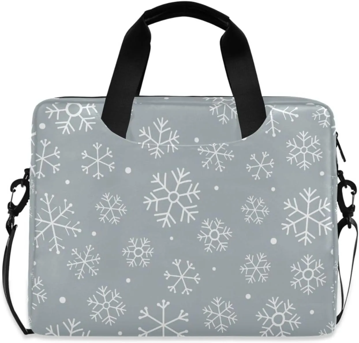 susiyo Christmas Winter Gray Snowflakes Laptop Bag 15.6 Inch Laptop Bag with Shoulder Strap Briefcase for Work College Back to School