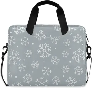 susiyo Christmas Winter Gray Snowflakes Laptop Bag 15.6 Inch Laptop Bag with Shoulder Strap Briefcase for Work College Back to School