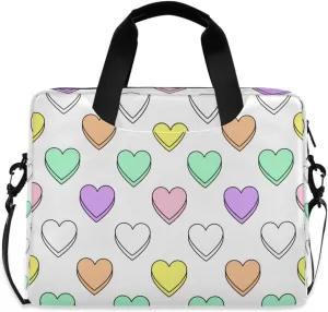 susiyo Colorful Heart Pattern Valentines Day Laptop Bag 15.6 Inch Laptop Bag with Shoulder Strap Briefcase for Work College Back to School