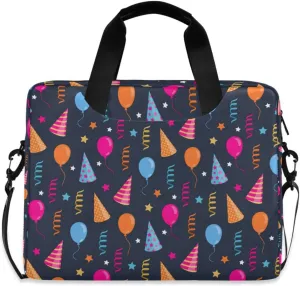 susiyo Colorful Party Hat Balloon Birthday Laptop Bag 15.6 Inch Laptop Bag with Shoulder Strap Briefcase for Work College Back to School