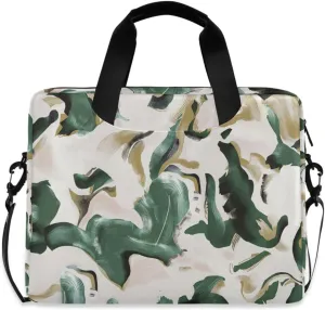 susiyo Dark Green Color Brown Mixed Laptop Bag 15.6 Inch Laptop Bag with Shoulder Strap Briefcase for Work College Back to School