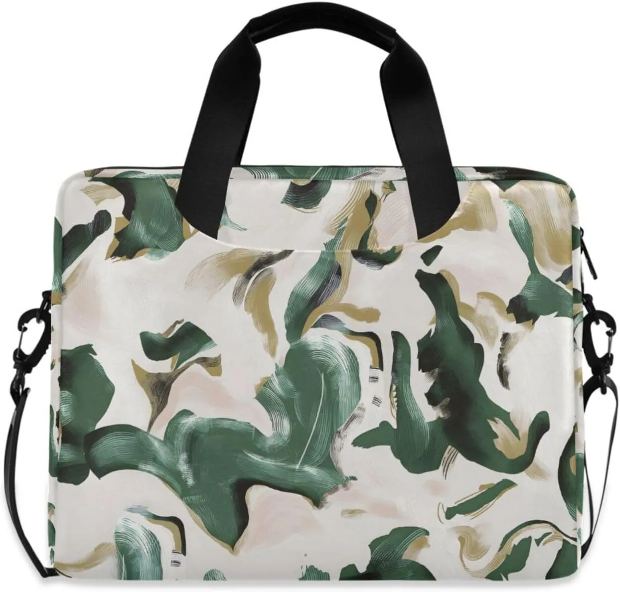 susiyo Dark Green Color Brown Mixed Laptop Bag 15.6 Inch Laptop Bag with Shoulder Strap Briefcase for Work College Back to School