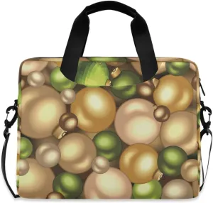 susiyo Gold and Green Christmas Balls Laptop Bag 15.6 Inch Laptop Bag with Shoulder Strap Briefcase for Work College Back to School