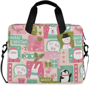 susiyo Lovely Christmas Snowman Penguins Bear Laptop Bag 15.6 Inch Laptop Bag with Shoulder Strap Briefcase for Work College Back to School