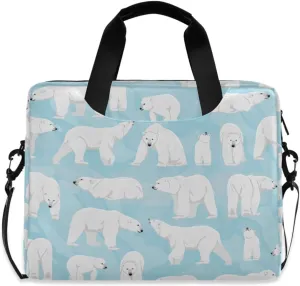 susiyo Polar Bears Winter Animals Laptop Bag 15.6 Inch Laptop Bag with Shoulder Strap Briefcase for Work College Back to School