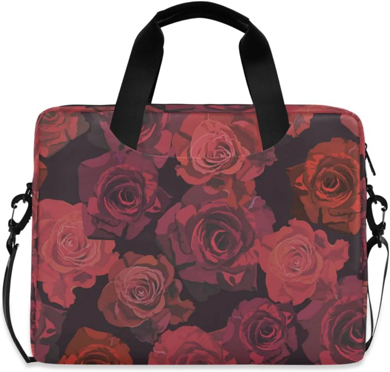 susiyo Valentines Day Red Roses Flowers Laptop Bag 15.6 Inch Laptop Bag with Shoulder Strap Briefcase for Work College Back to School