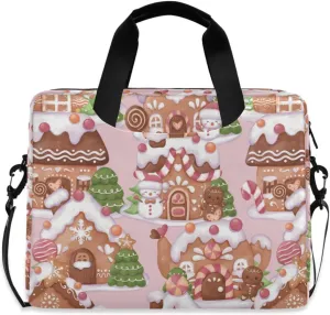 susiyo Winter and Christmas Gingerbread Cookies Laptop Bag 15.6 Inch Laptop Bag with Shoulder Strap Briefcase for Work College Back to School