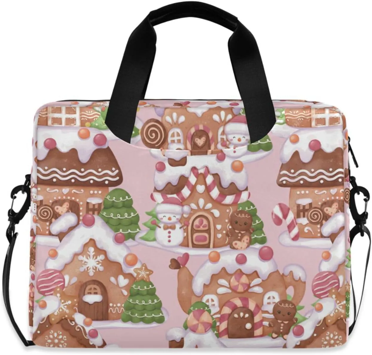 susiyo Winter and Christmas Gingerbread Cookies Laptop Bag 15.6 Inch Laptop Bag with Shoulder Strap Briefcase for Work College Back to School