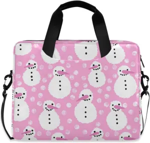 susiyo Winter Christmas Snowman Pink Laptop Bag 15.6 Inch Laptop Bag with Shoulder Strap Briefcase for Work College Back to School