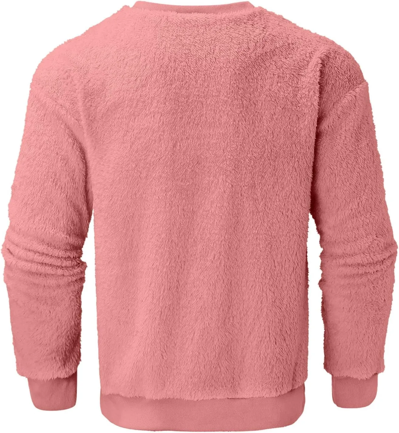 Sweatshirts for Men Long Sleeve Crew Neck Solid Color Casual Basic Warmth Pullover Soft Fall Winter Fleece Trendy Sweater Top