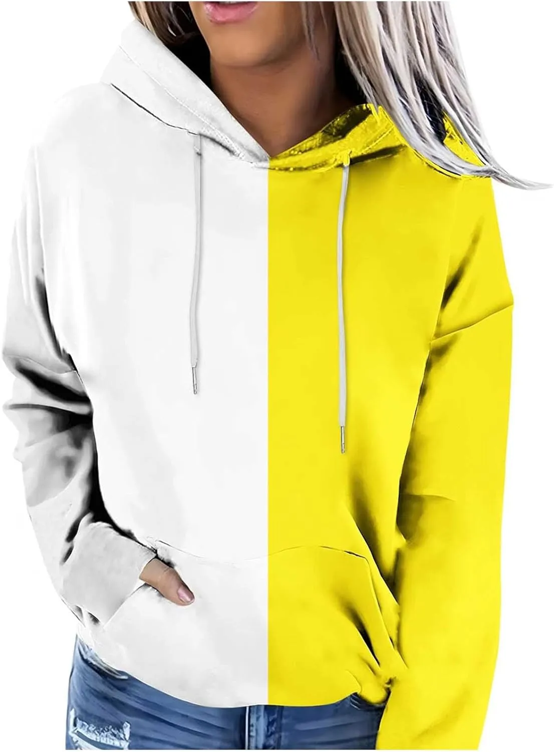 TANGNADE Women's Fall Hoodies Casual Trendy Long Sleeve Sweatshirt Drawstring Hooded Pullover Tops Pocket Workout Blouse