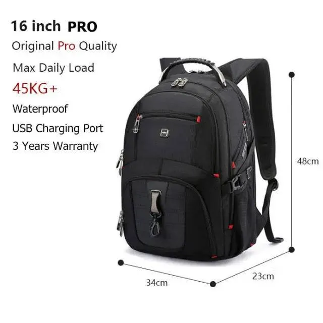 Travel Bag with USB Charging Port, Water Resistant and Swiss-Multifunctional Design