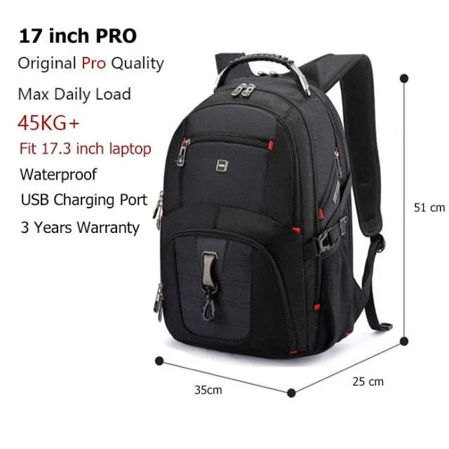 Travel Bag with USB Charging Port, Water Resistant and Swiss-Multifunctional Design