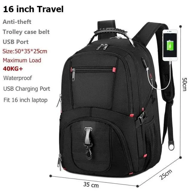 Travel Bag with USB Charging Port, Water Resistant and Swiss-Multifunctional Design