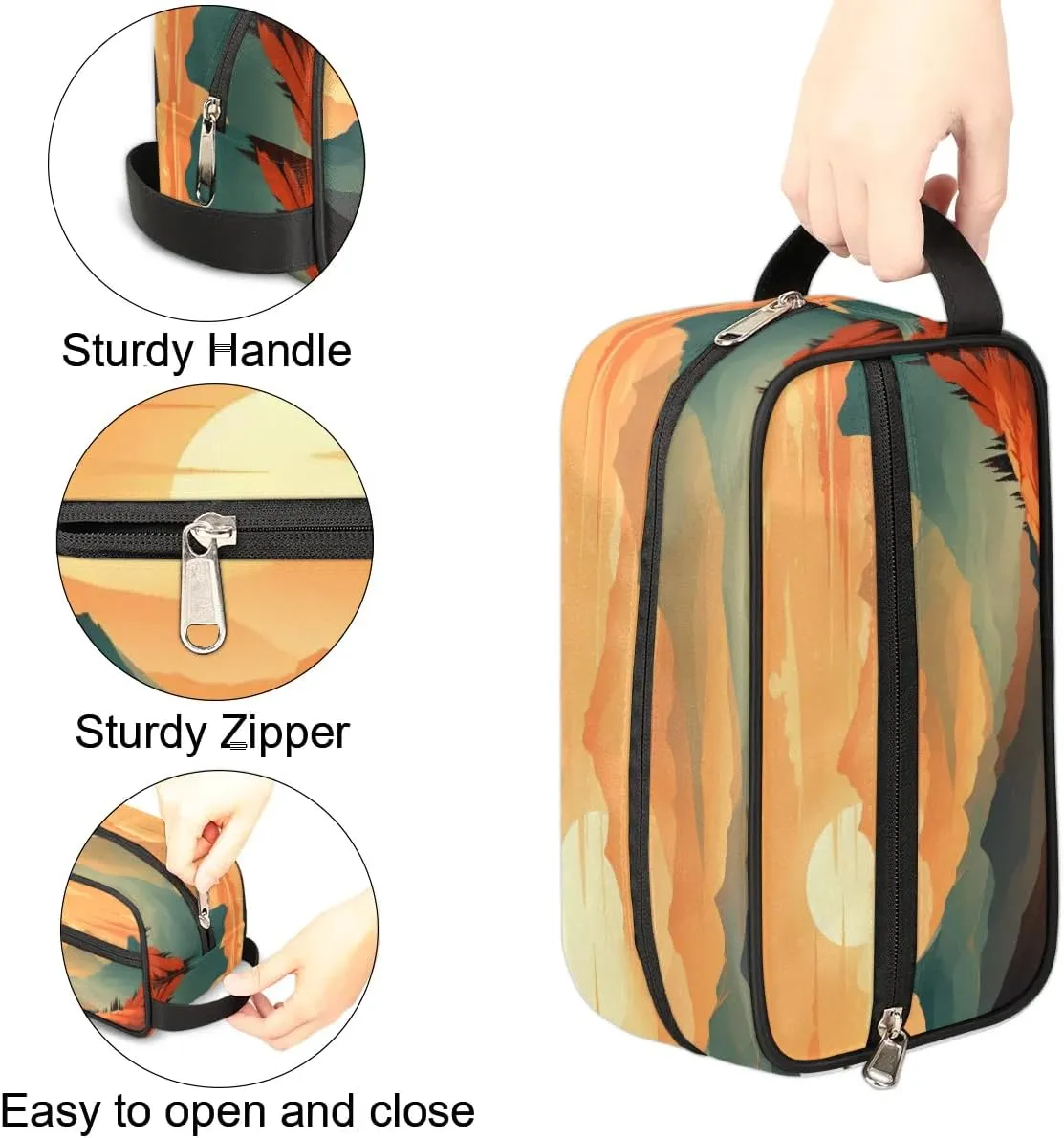 Travel Toiletry Bag for Women Men Beautiful Sunset Hanging Cosmetic Bag Waterproof Makeup Bag for Shaving Makeup Toothbrush & Travel Essentials
