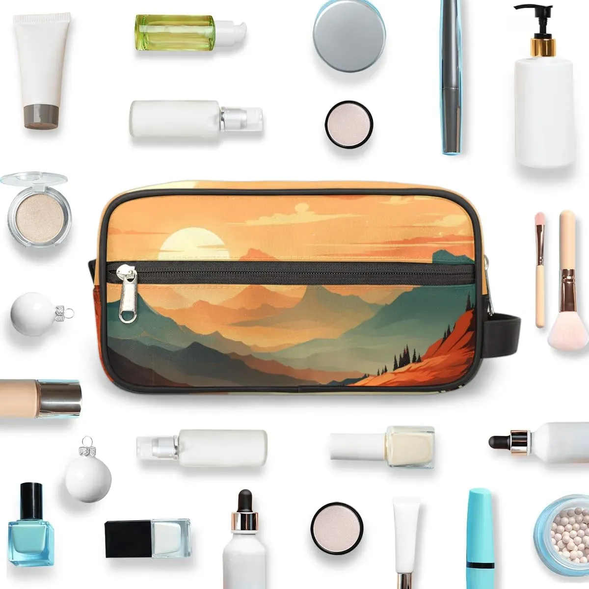 Travel Toiletry Bag for Women Men Beautiful Sunset Hanging Cosmetic Bag Waterproof Makeup Bag for Shaving Makeup Toothbrush & Travel Essentials