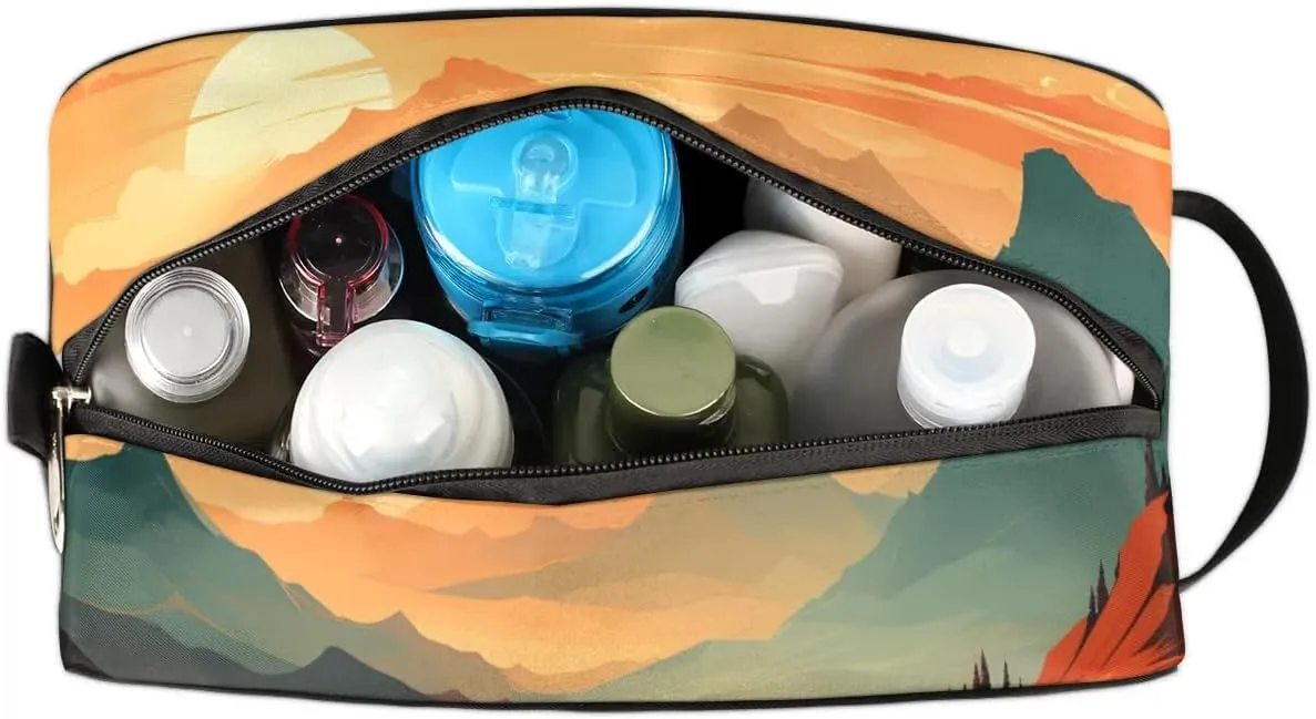 Travel Toiletry Bag for Women Men Beautiful Sunset Hanging Cosmetic Bag Waterproof Makeup Bag for Shaving Makeup Toothbrush & Travel Essentials