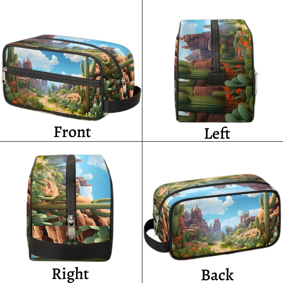 Travel Toiletry Bag for Women Men Cactus Landscape Hanging Cosmetic Bag Waterproof Makeup Bag for Shaving Makeup Toothbrush & Travel Essentials