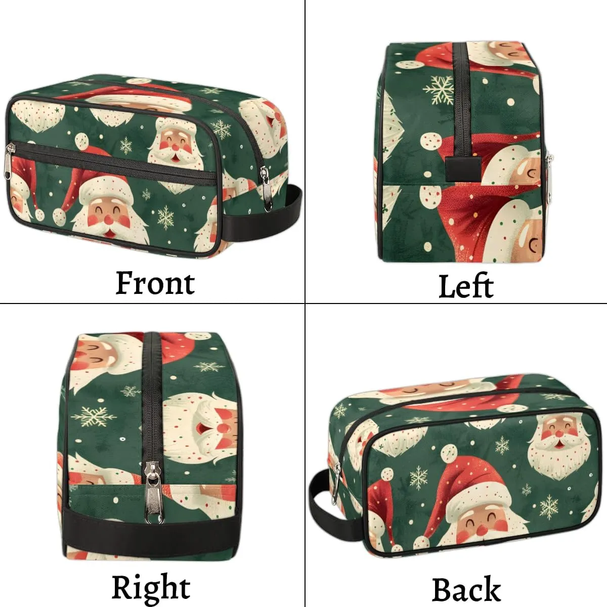 Travel Toiletry Bag for Women Men Christmas Santa Snowflake Hanging Cosmetic Bag Waterproof Makeup Bag for Shaving Makeup Toothbrush & Travel Essentials