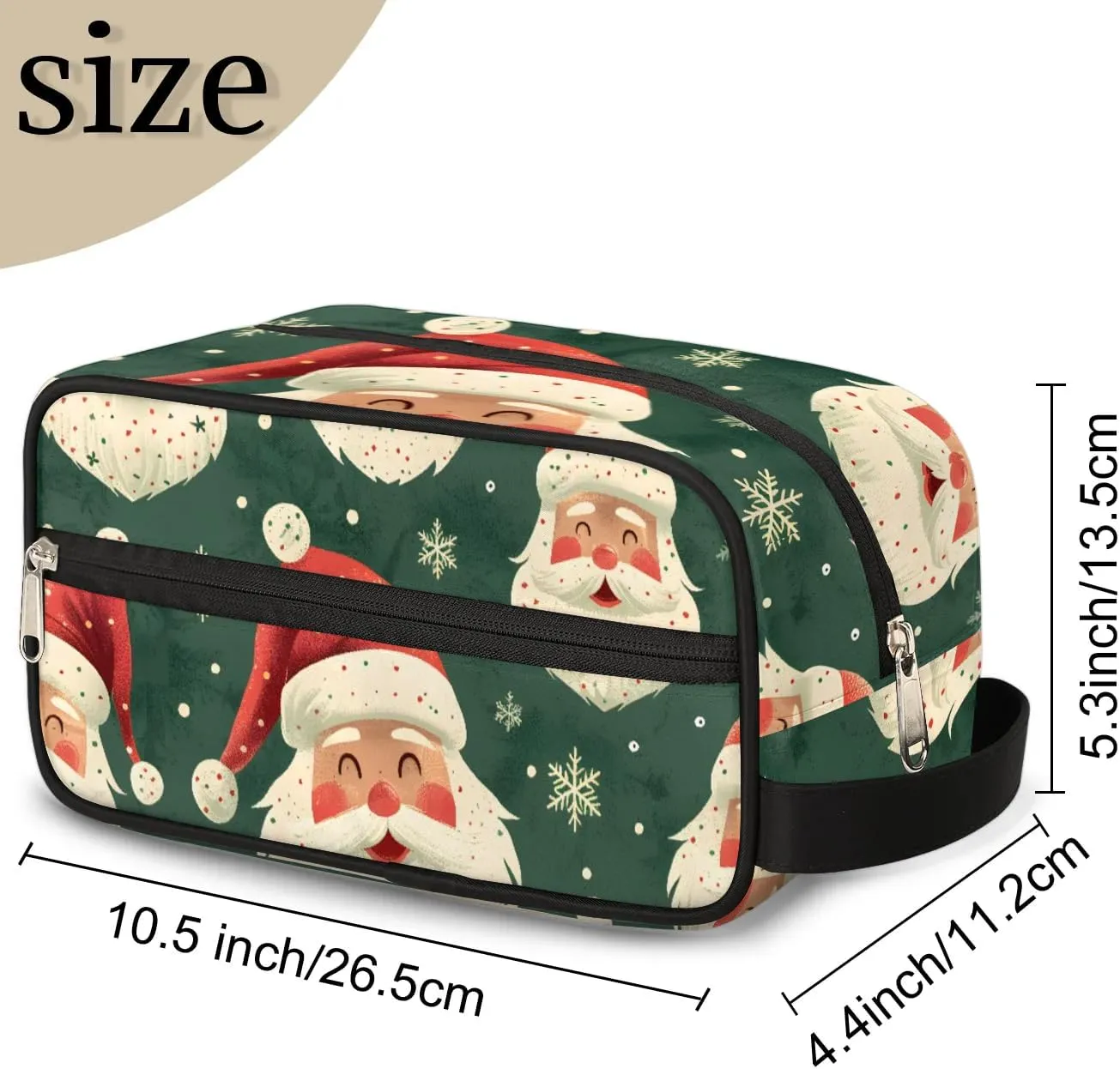 Travel Toiletry Bag for Women Men Christmas Santa Snowflake Hanging Cosmetic Bag Waterproof Makeup Bag for Shaving Makeup Toothbrush & Travel Essentials