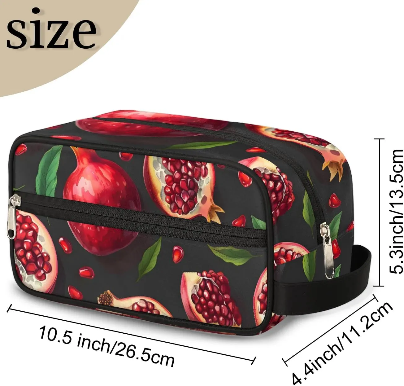 Travel Toiletry Bag for Women Men Fruit Pomegranate Hanging Cosmetic Bag Waterproof Makeup Bag for Shaving Makeup Toothbrush & Travel Essentials