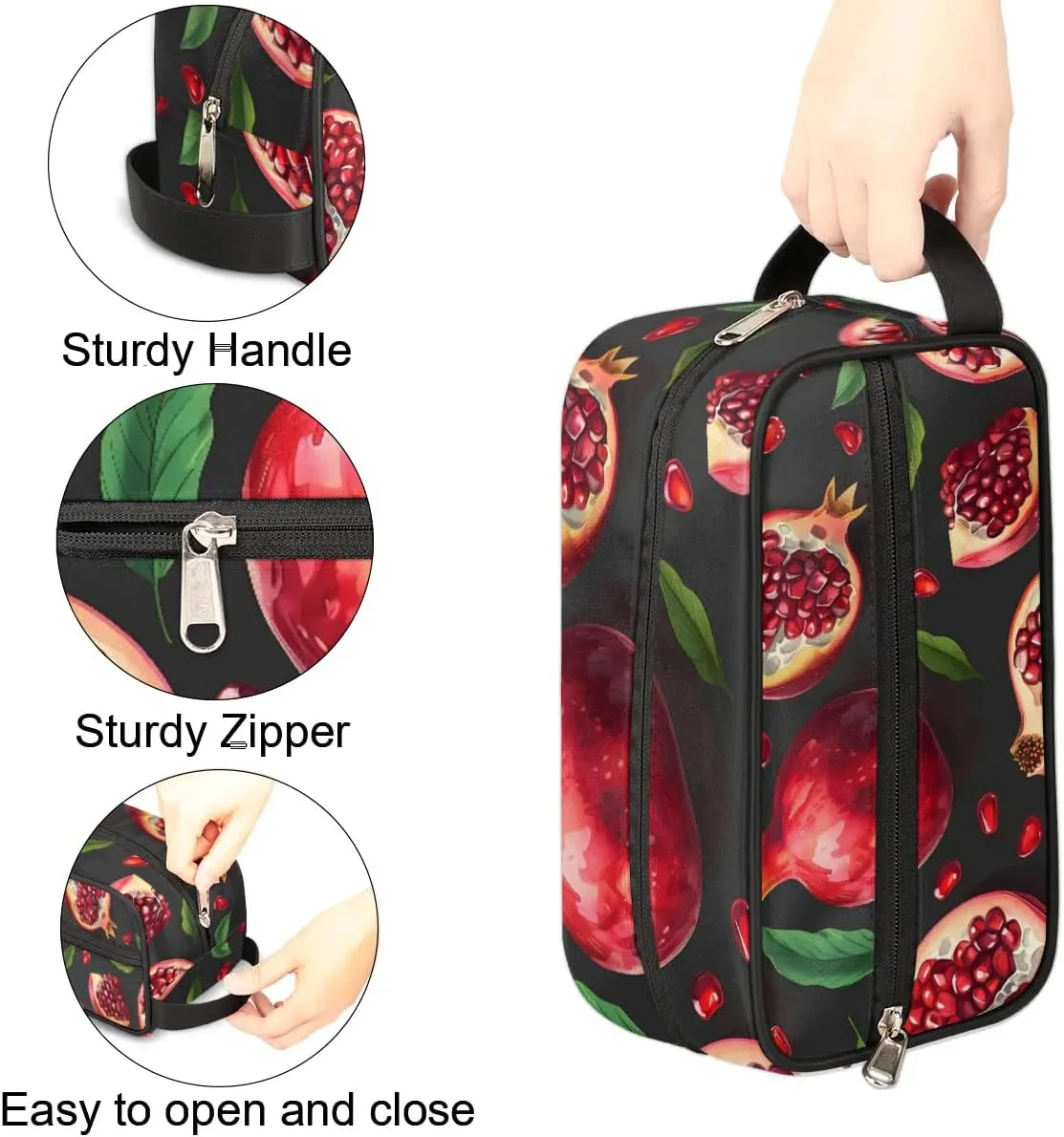 Travel Toiletry Bag for Women Men Fruit Pomegranate Hanging Cosmetic Bag Waterproof Makeup Bag for Shaving Makeup Toothbrush & Travel Essentials