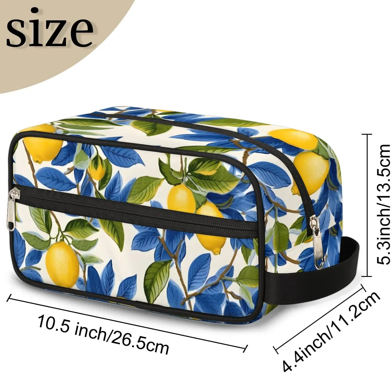Travel Toiletry Bag for Women Men Lemons Leaves Hanging Cosmetic Bag Waterproof Makeup Bag for Shaving Makeup Toothbrush & Travel Essentials