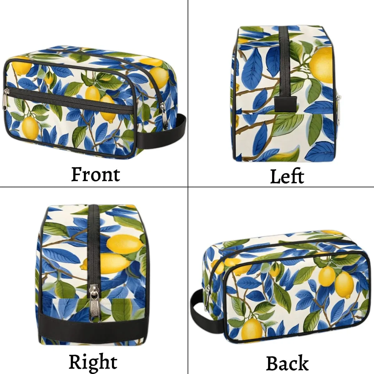 Travel Toiletry Bag for Women Men Lemons Leaves Hanging Cosmetic Bag Waterproof Makeup Bag for Shaving Makeup Toothbrush & Travel Essentials
