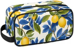 Travel Toiletry Bag for Women Men Lemons Leaves Hanging Cosmetic Bag Waterproof Makeup Bag for Shaving Makeup Toothbrush & Travel Essentials