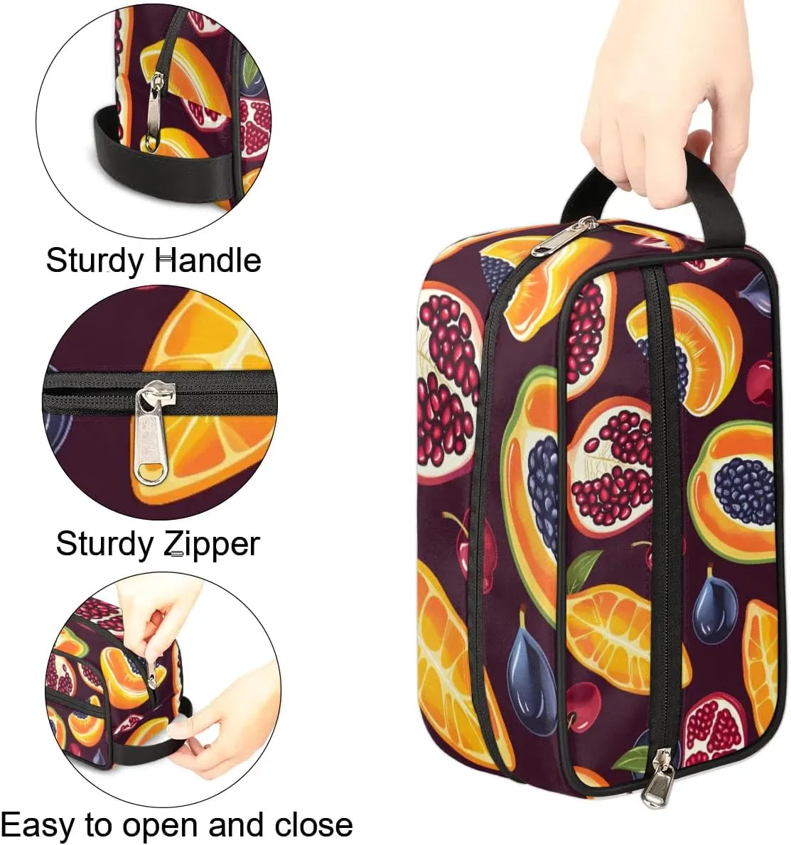 Travel Toiletry Bag for Women Men Pomegranate Cherry Fruit Hanging Cosmetic Bag Waterproof Makeup Bag for Shaving Makeup Toothbrush & Travel Essentials