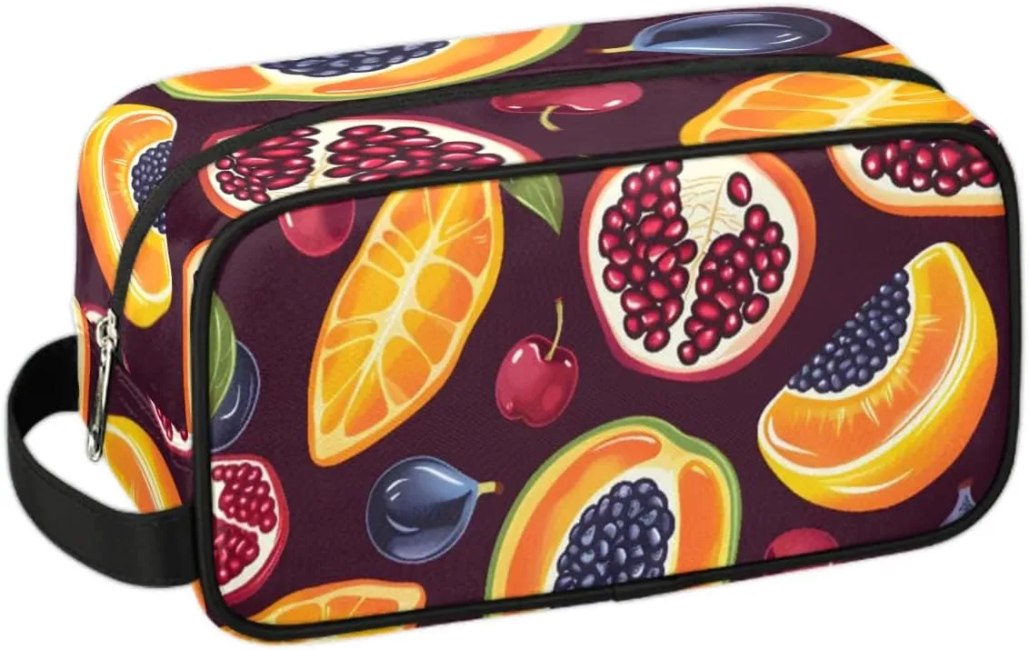 Travel Toiletry Bag for Women Men Pomegranate Cherry Fruit Hanging Cosmetic Bag Waterproof Makeup Bag for Shaving Makeup Toothbrush & Travel Essentials