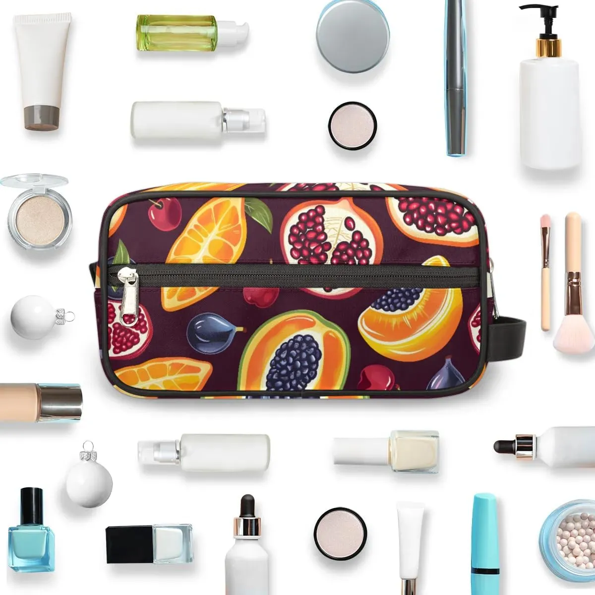 Travel Toiletry Bag for Women Men Pomegranate Cherry Fruit Hanging Cosmetic Bag Waterproof Makeup Bag for Shaving Makeup Toothbrush & Travel Essentials
