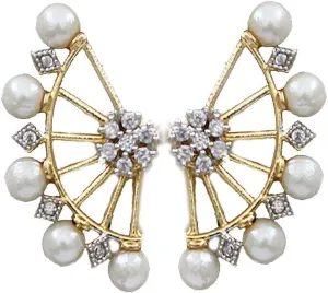 Trending Ear Cuffs 18K Gold Plated CZ Studded Ethnic Modern Looking Party Casual Wear Designer Earrings for Girls and Women