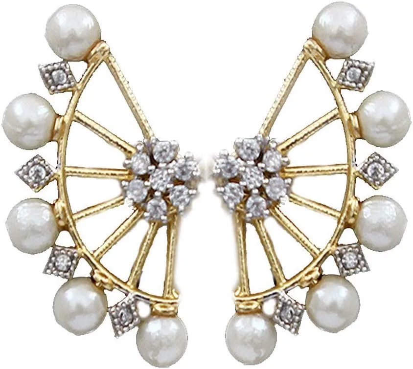 Trending Ear Cuffs 18K Gold Plated CZ Studded Ethnic Modern Looking Party Casual Wear Designer Earrings for Girls and Women