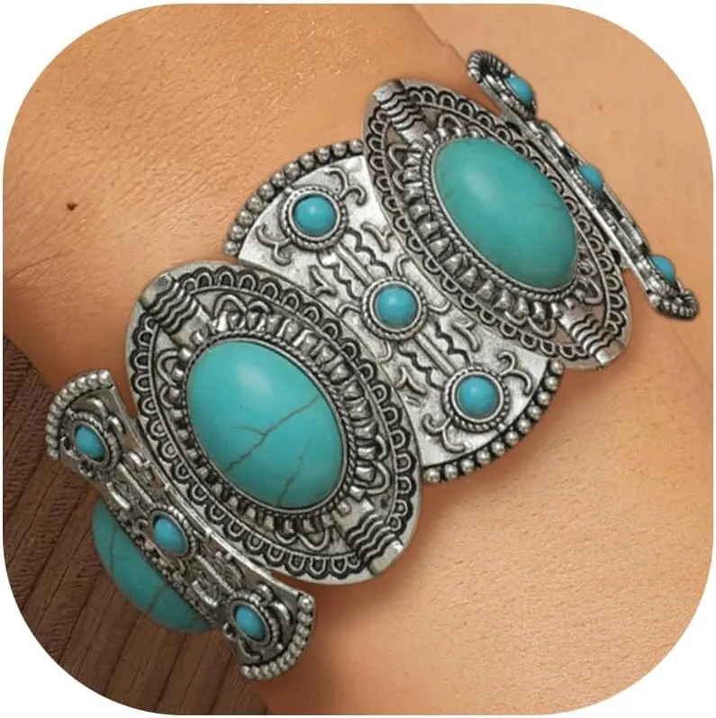 Turquoise Beaded Stretch Bracelets Bohemian Stackable Bracelets Y2K Summer Beach Bracelets Jewelry for Women