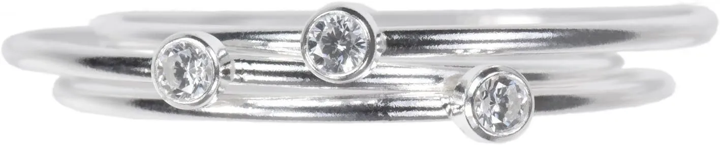 uGems Stacking Rings White CZ Assorted Ring Sizes and Metals