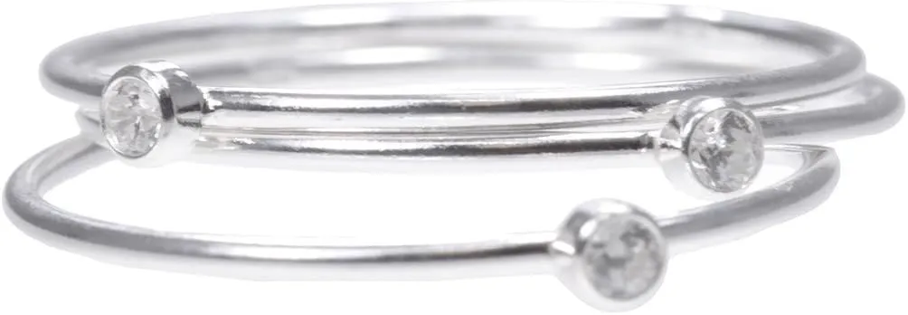 uGems Stacking Rings White CZ Assorted Ring Sizes and Metals