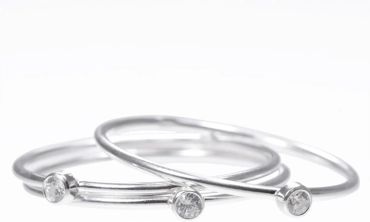 uGems Stacking Rings White CZ Assorted Ring Sizes and Metals