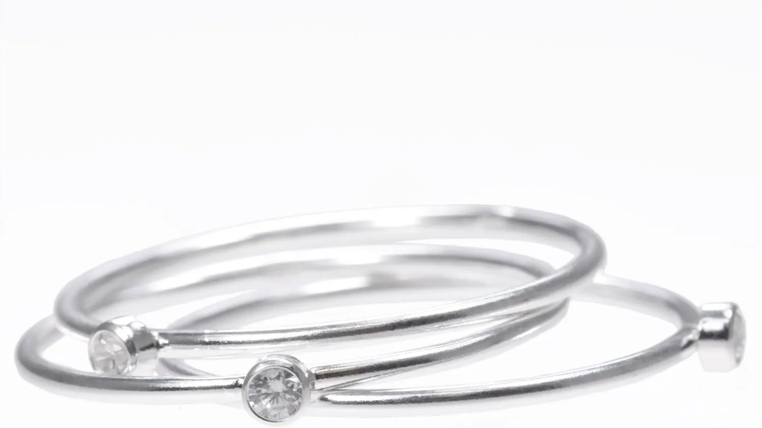 uGems Stacking Rings White CZ Assorted Ring Sizes and Metals