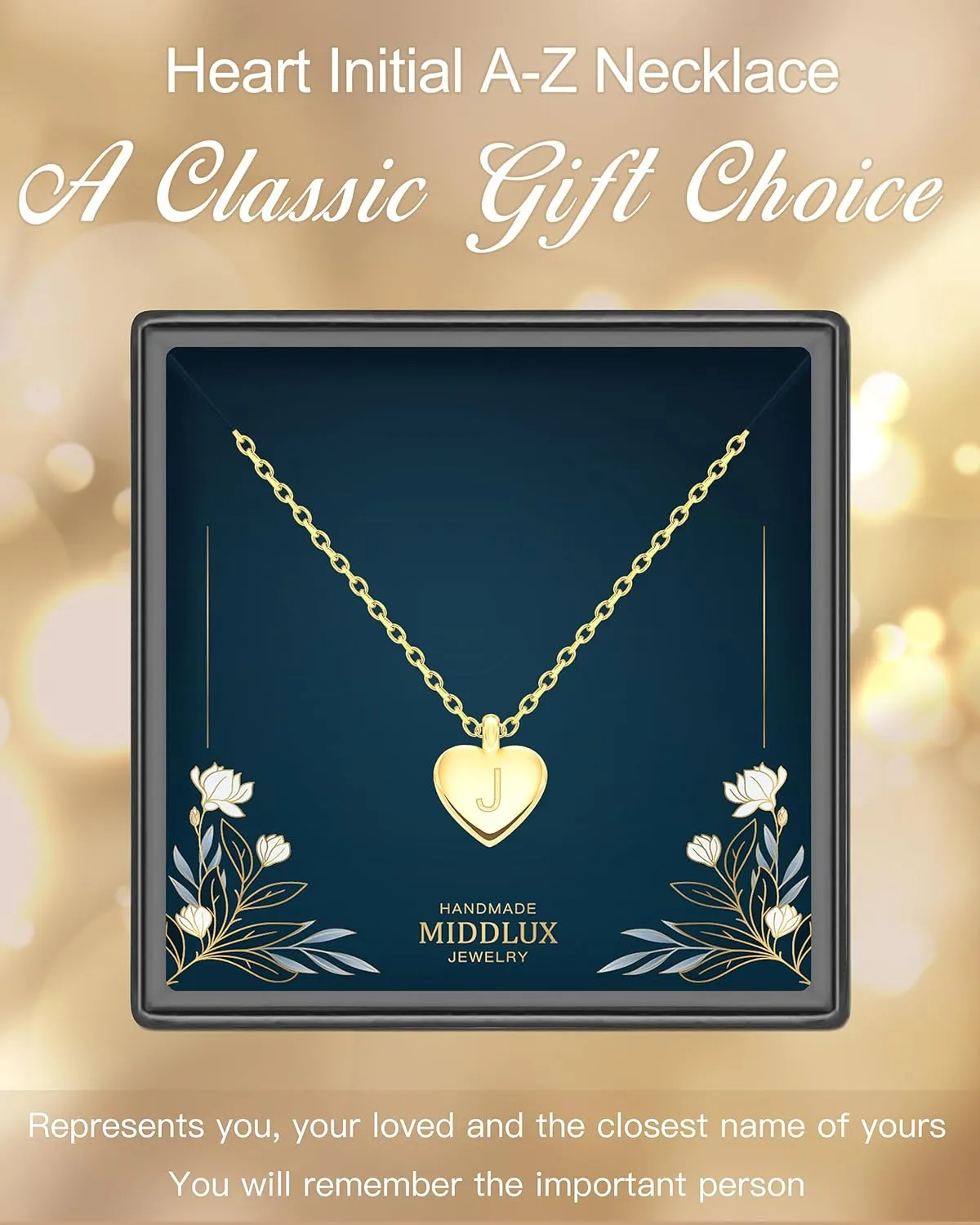 Unique Personalized Gifts for Her, Initial Necklaces for Women Girls, Letter Engraved Heart Necklace, Minimalism Style Jewelry for Everyday Wear