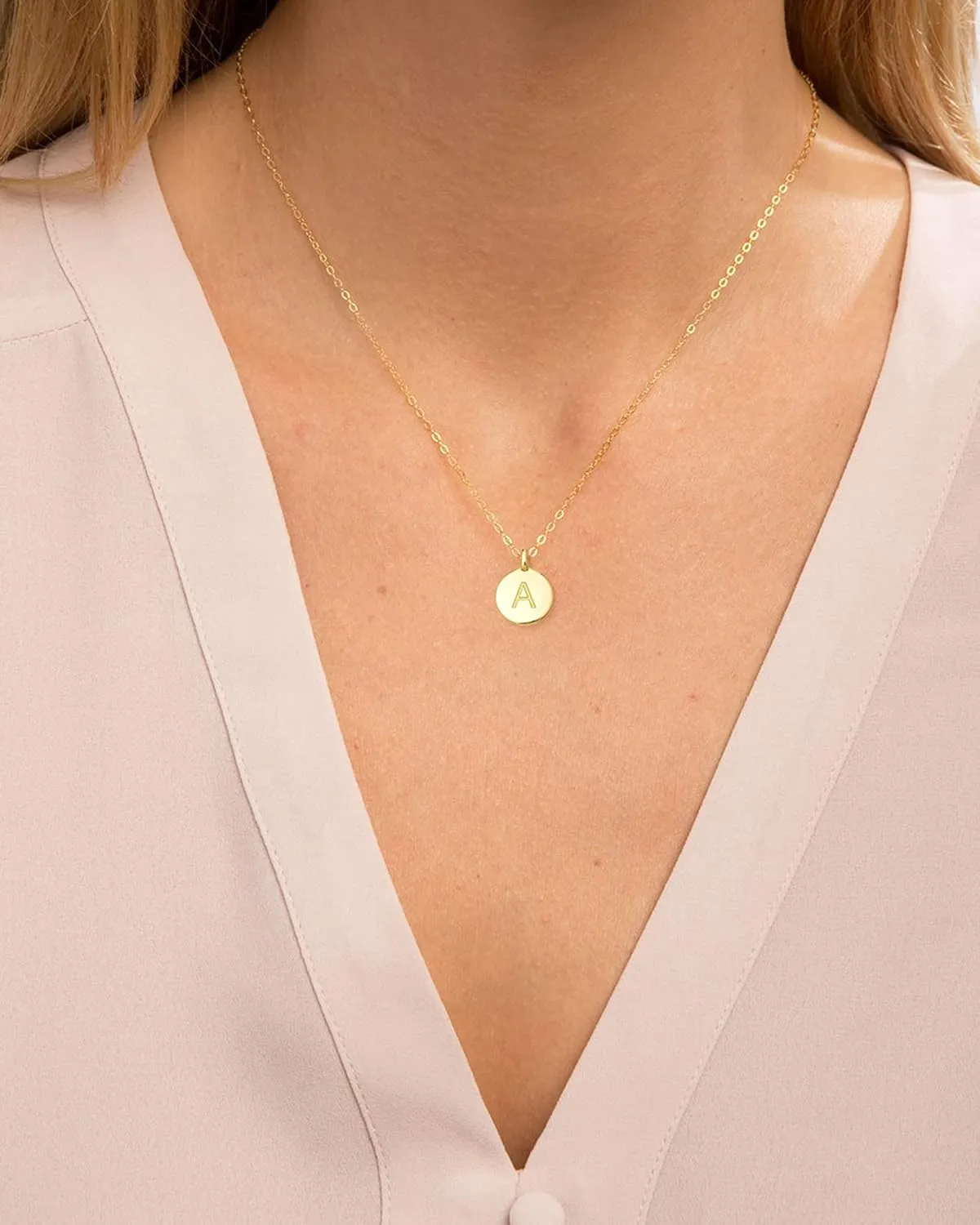 Unique Personalized Gifts for Her, Letter Double Side Engraved Disc Pendant Necklace, Initial Necklaces for Women Girls